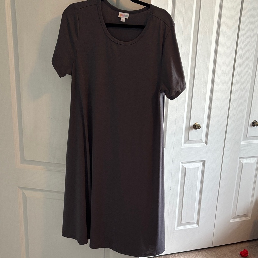 LuLaRoe Jessie W pocket solid Gray Midi Dress
